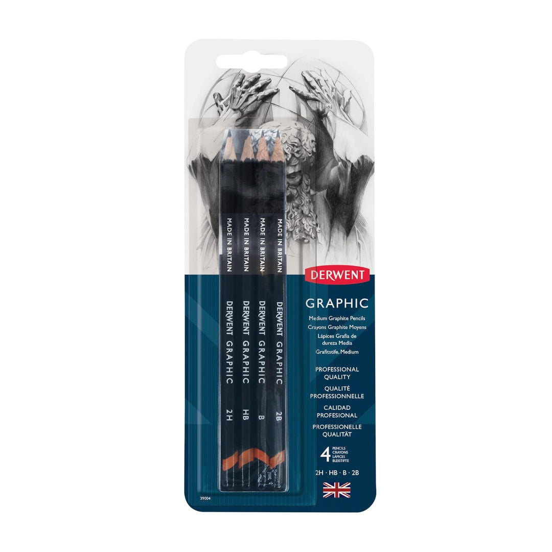 Derwent Graphic Pencils Medium 1x4 Blister Set, 39004