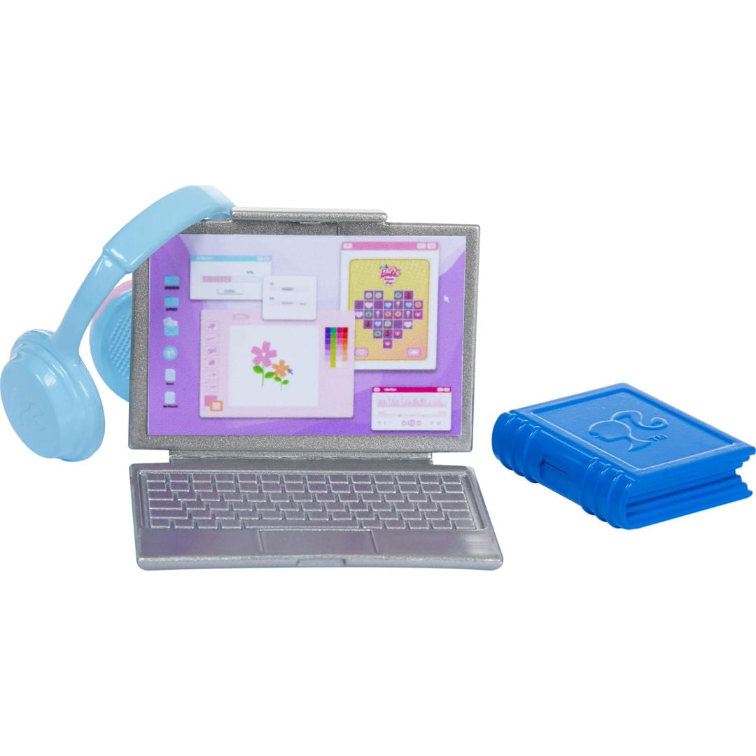 Barbie I Love School Doll & Accessories Set, 7 Pieces with Backpack, Laptop & Removable Outfit, 33.2cm