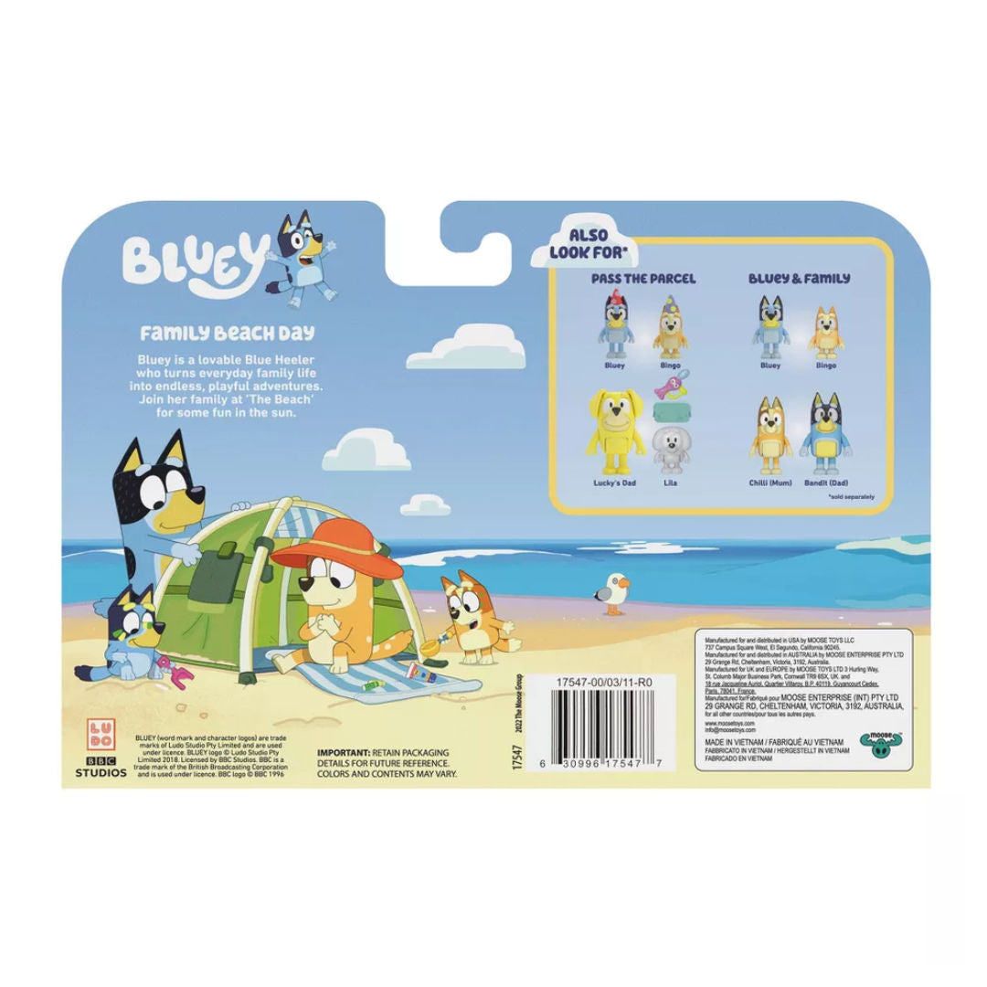 Bluey Series 9 Family Beach Day Figure Pack 6.35-7.62cm, Pack of 6, 3+ years