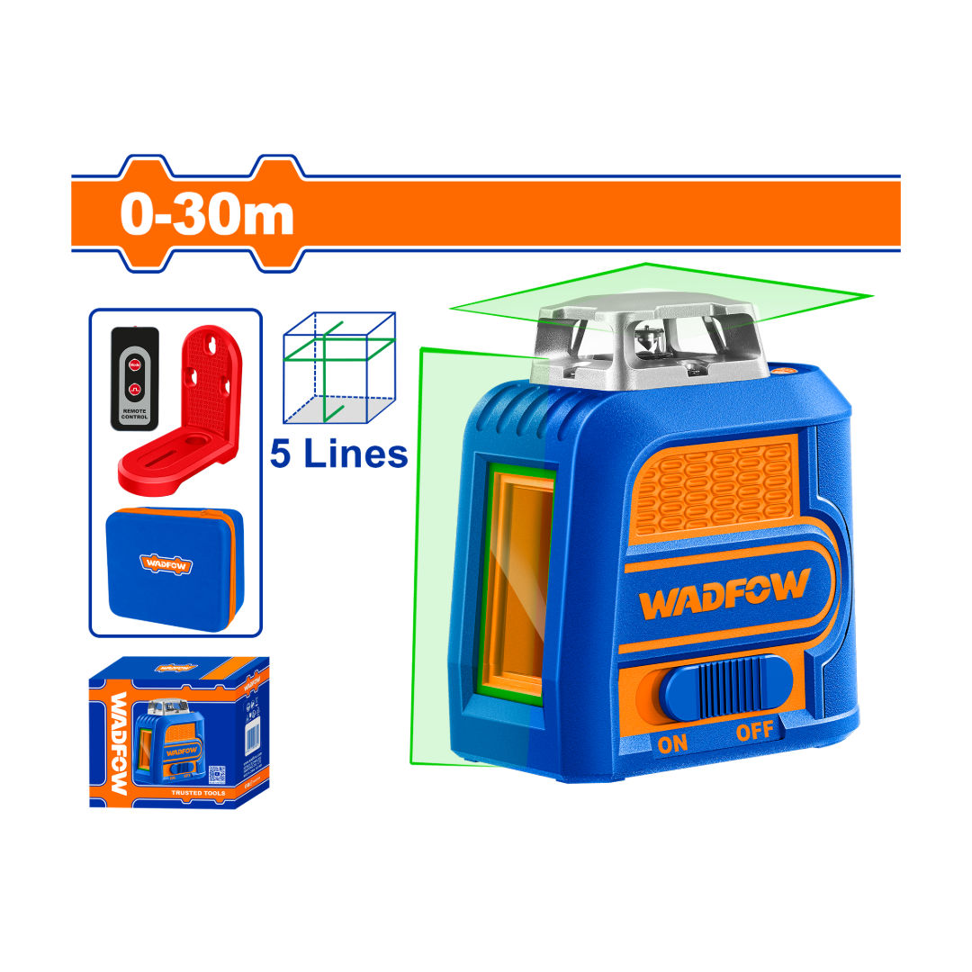 WADFOW Self Leveling Green Line Laser, 360° Horizontal + Vertical Lines, 0~30 m Range
