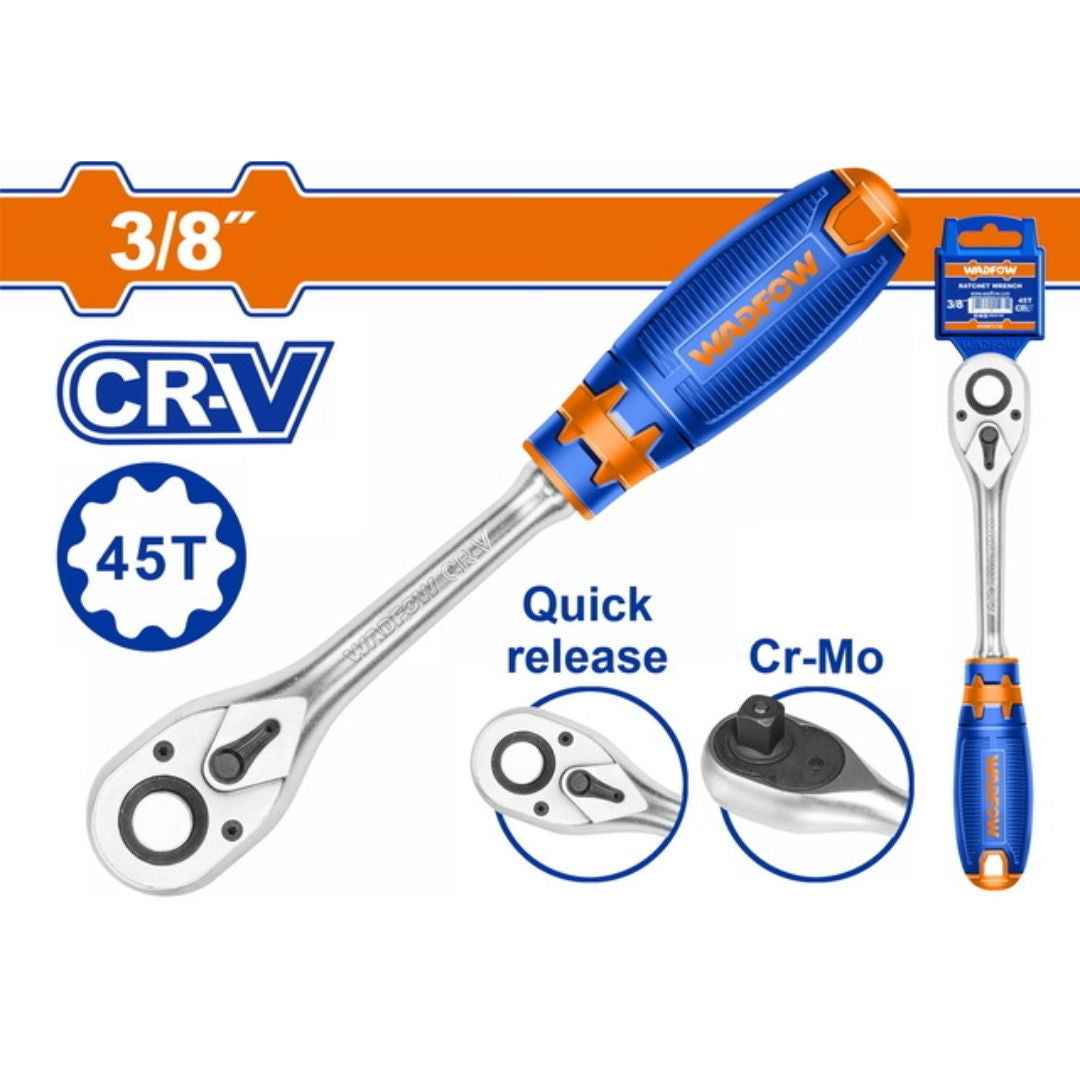 WADFOW 3/8" Ratchet Wrench, 45T, 205 mm