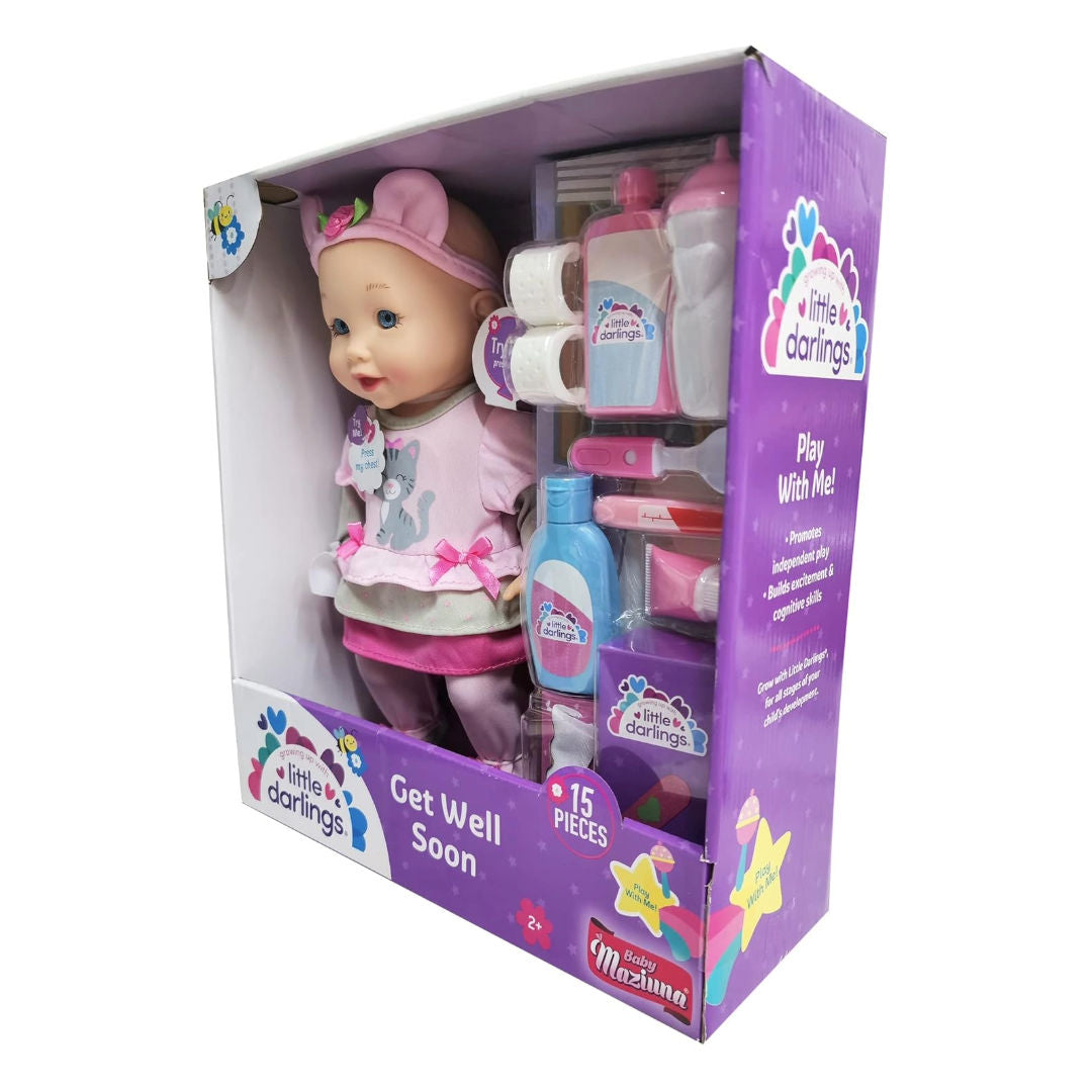 Baby Maziuna Little Darlings Get Well Soon Doll & Playset, 15 Pieces, 2+ Years