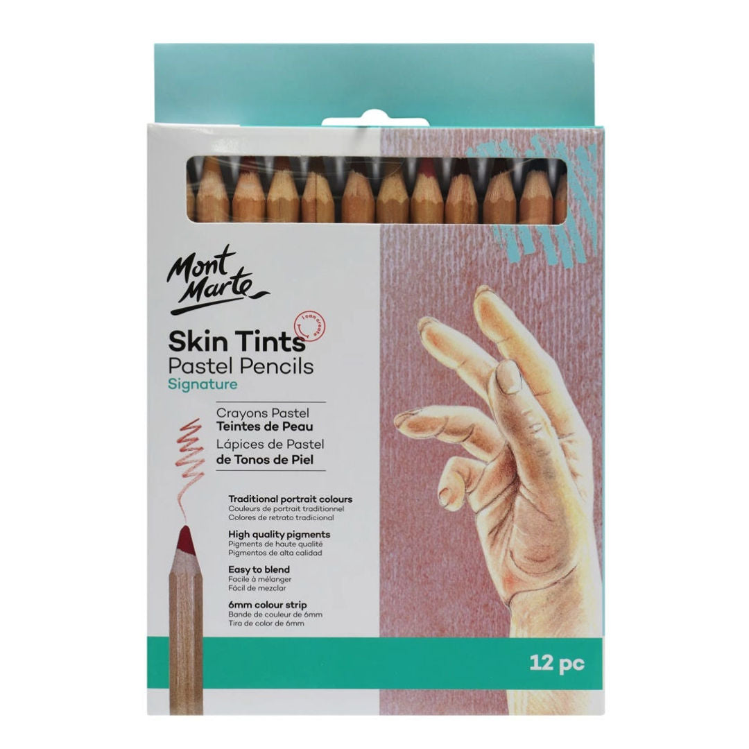 Mont Marte Skin Tints Pastel Pencils Signature, 12-Pieces, MPN0102