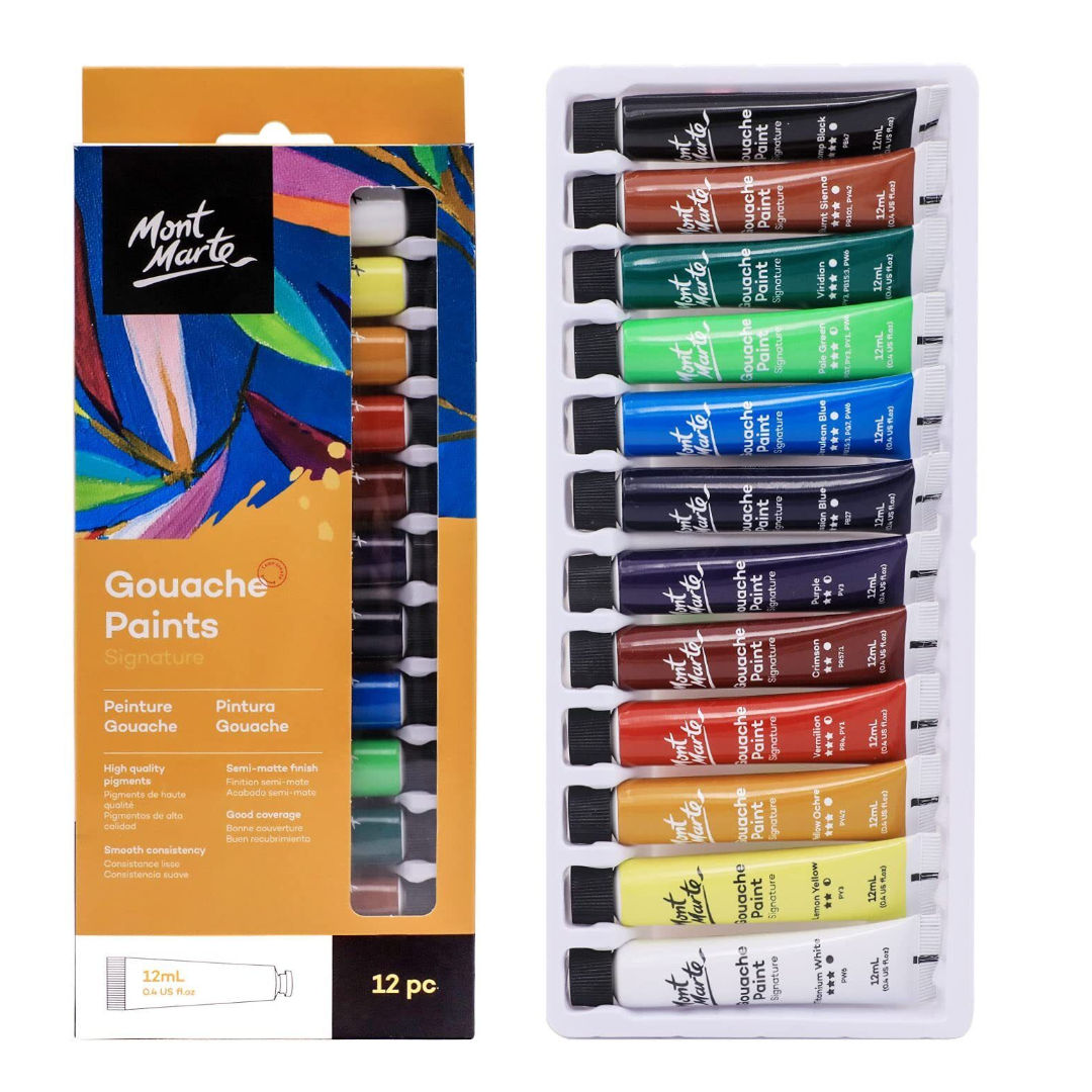 Mont Marte Gouache Paint Set, 12ml