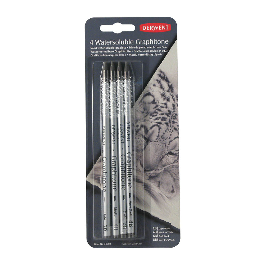Derwent Watersoluble Graphitone Blister Pencils Set, 1x4, 34304