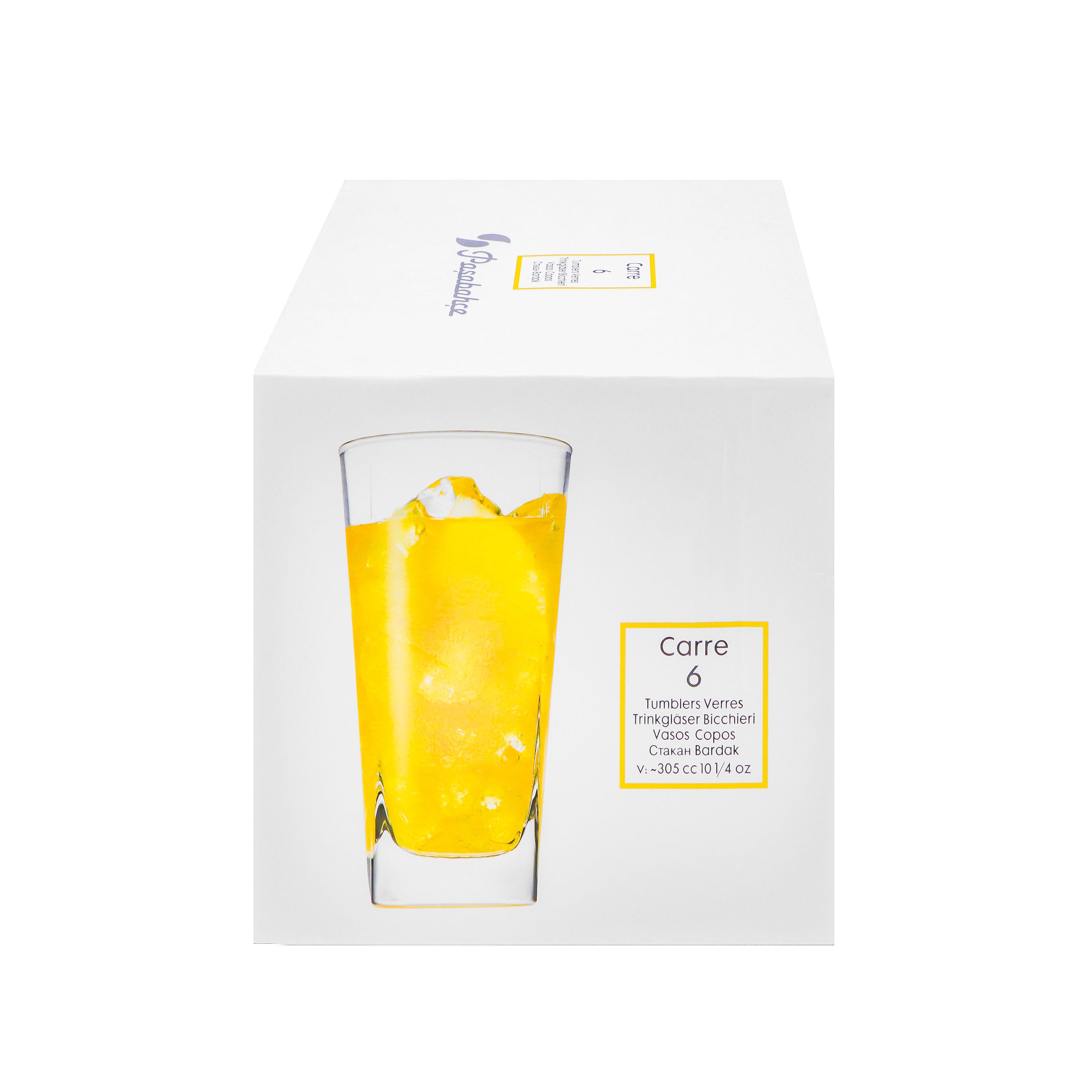 Pasabahce Carre Tumbler Glasses, Set Of 6