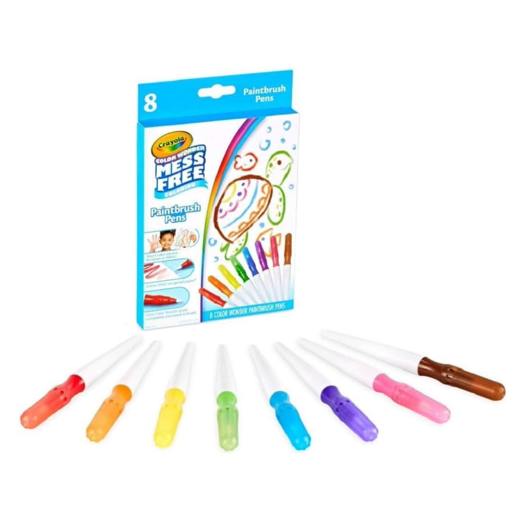 Crayola COLOR WONDER MESS FREE COLORING Paintbrush Pens Set, 8 Pieces