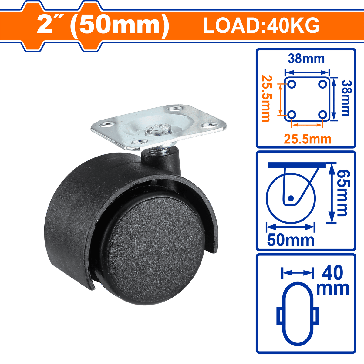 WADFOW Nylon Caster Wheels, Heavy-Duty PA Material, Multiple Mounting Options, With / Without Brake