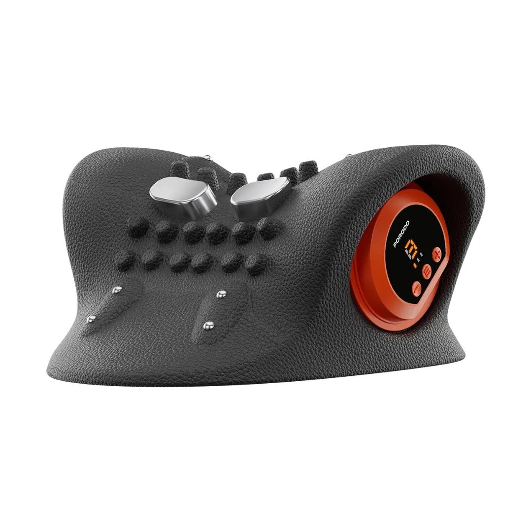 Porodo Lifestyle Tri-Mode Heated Cervical Pillow Massager with Wave Heat & Vibration, Black