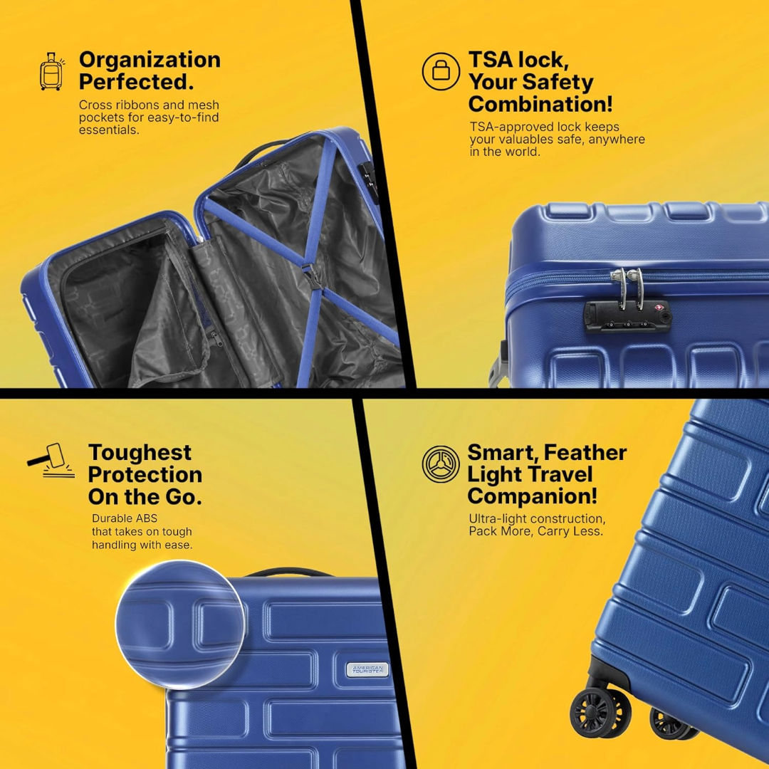American Tourister Bricklane Hard Luggage Trolley Bag, Blue