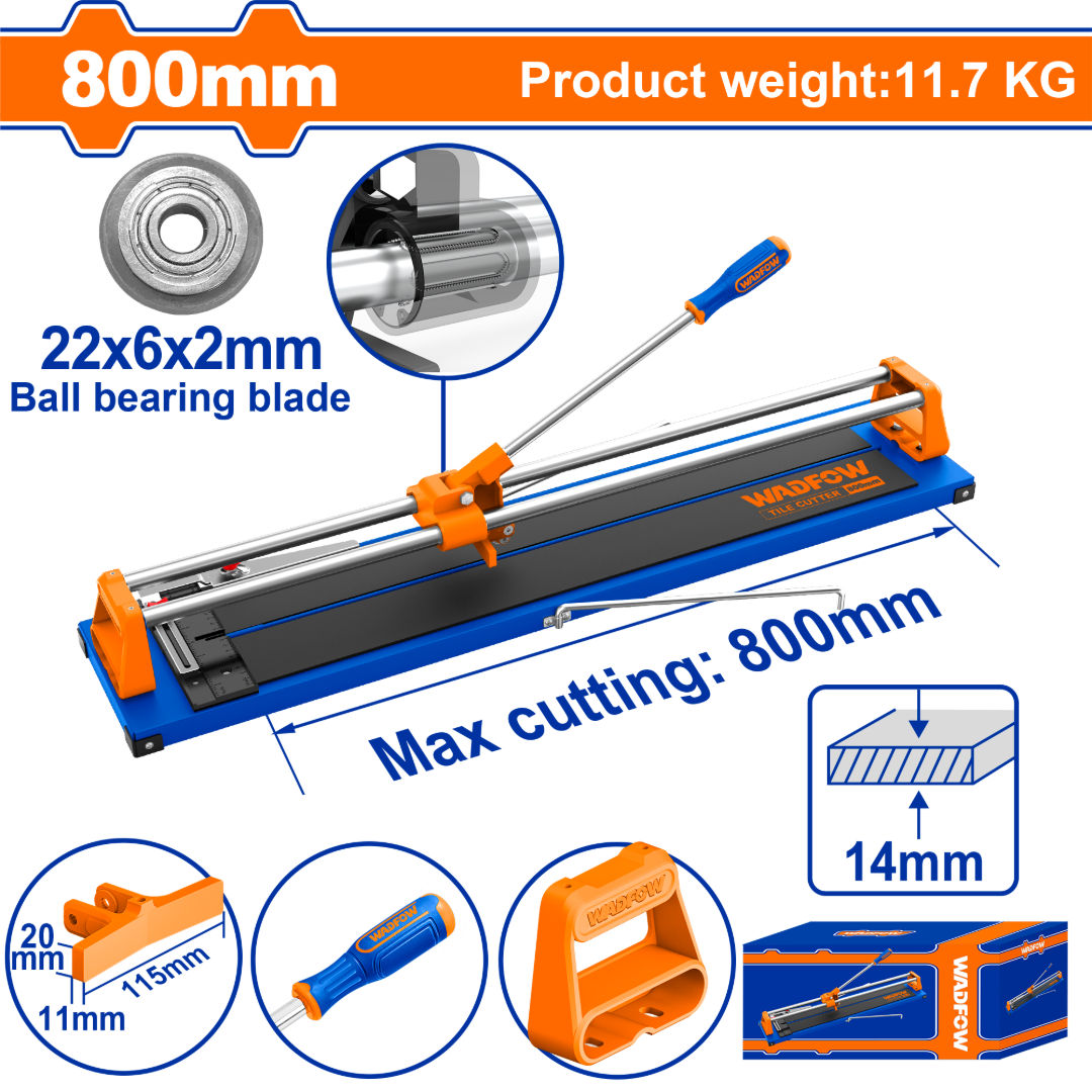 WADFOW Manual Tile Cutter, Heavy-Duty Steel Base, Precision Cutting