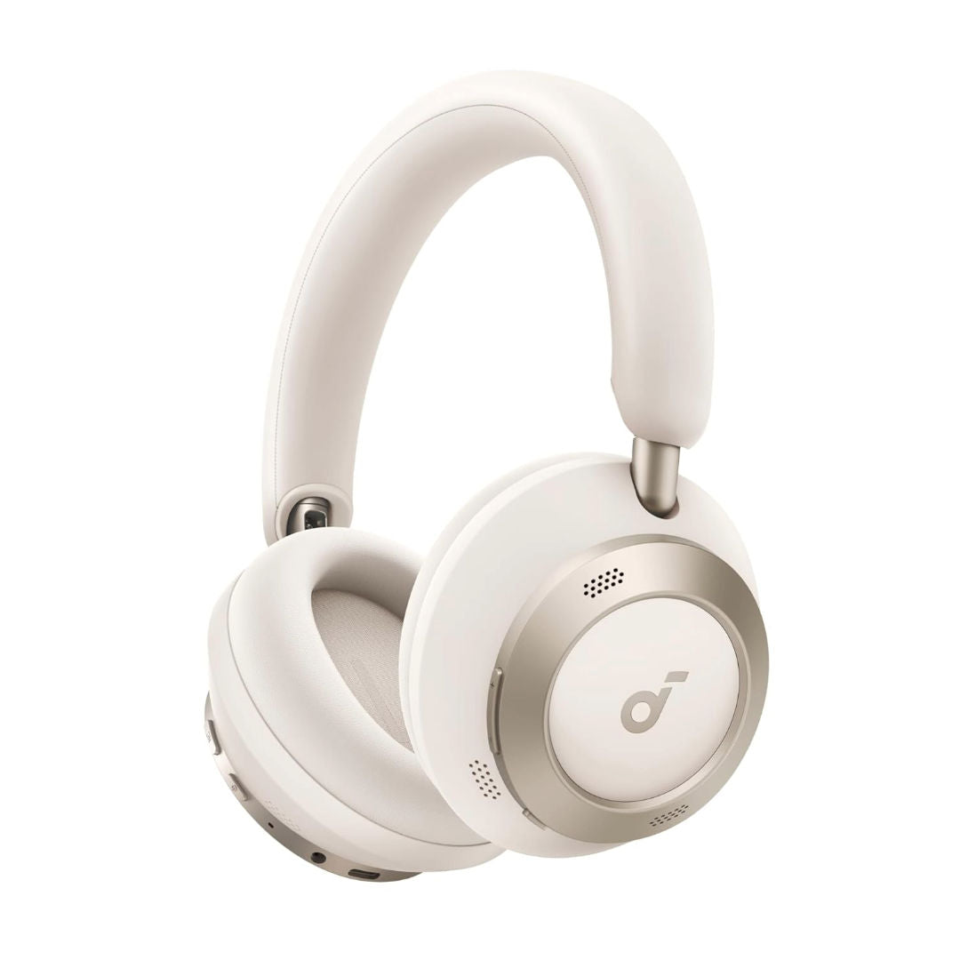 Anker Soundcore Space One Pro Wireless Active Noise Cancelling Headphones, Hi-Res Audio Foldable Over-Ear Headphones, White