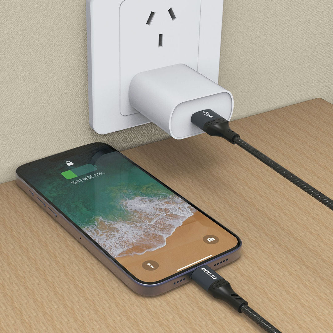 DUDAO L3ST Braided Cable USB-A to USB-C, 5A, 1.2m, Black