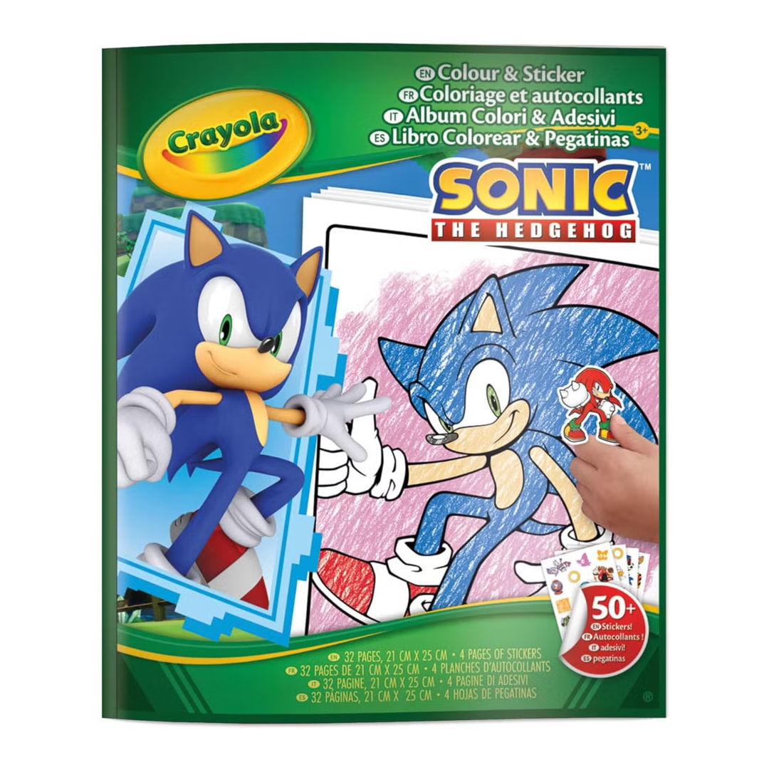 Crayola SONIC THE HEDGEHOG, Colour & Sticker Book, Paperback