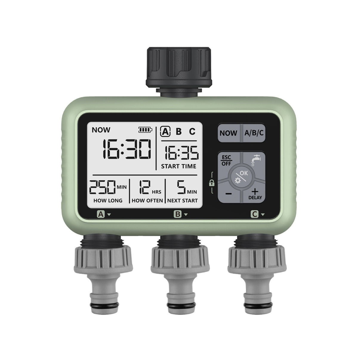 Digital Watering Timer, Battery-operated Programmable Garden Irrigation Timer with 3/4" Inlets Outlets for Garden Hose and Lawns