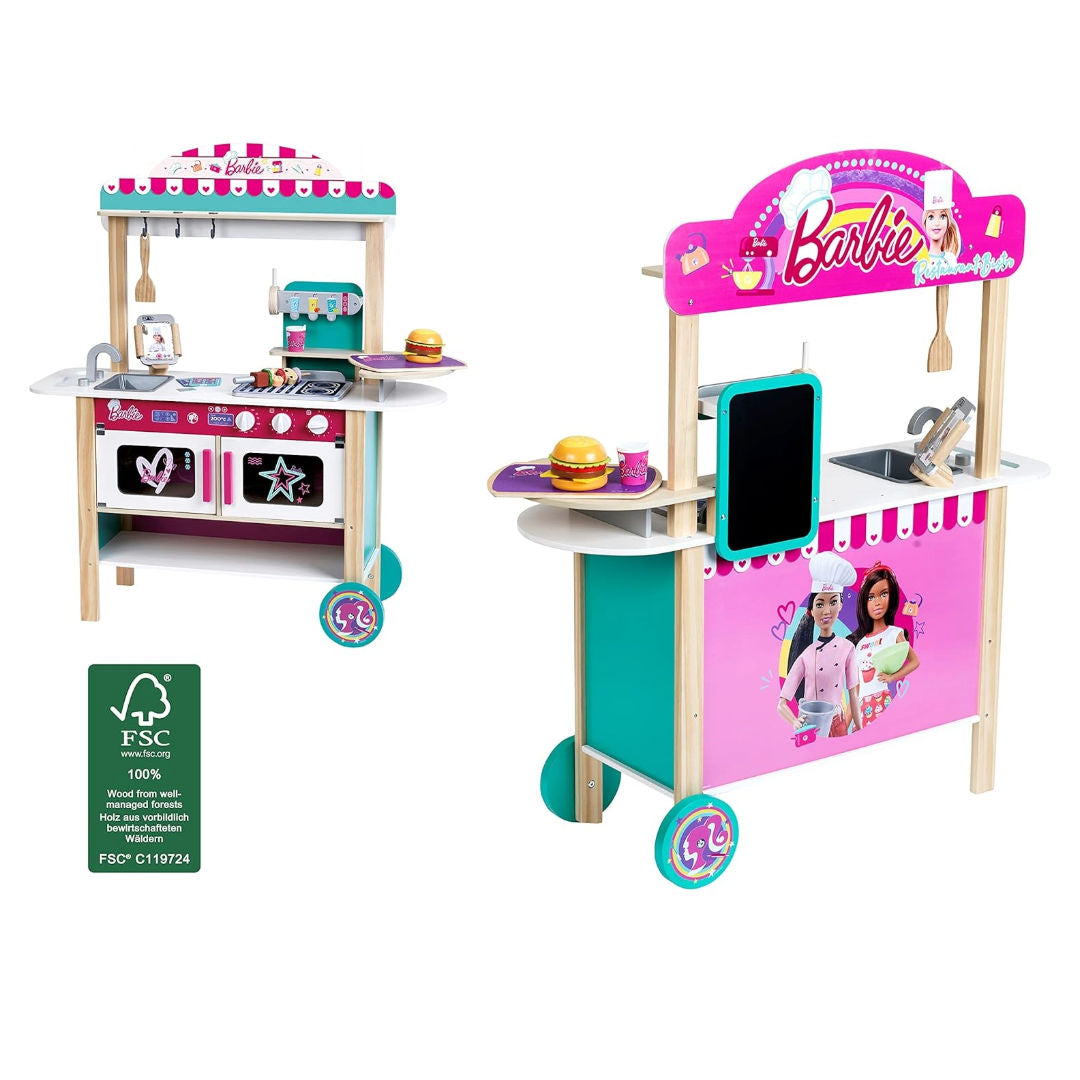 Barbie Restaurant Bistro Wooden Kitchen Playset, MDF, 94x32x106cm, 3+ Years