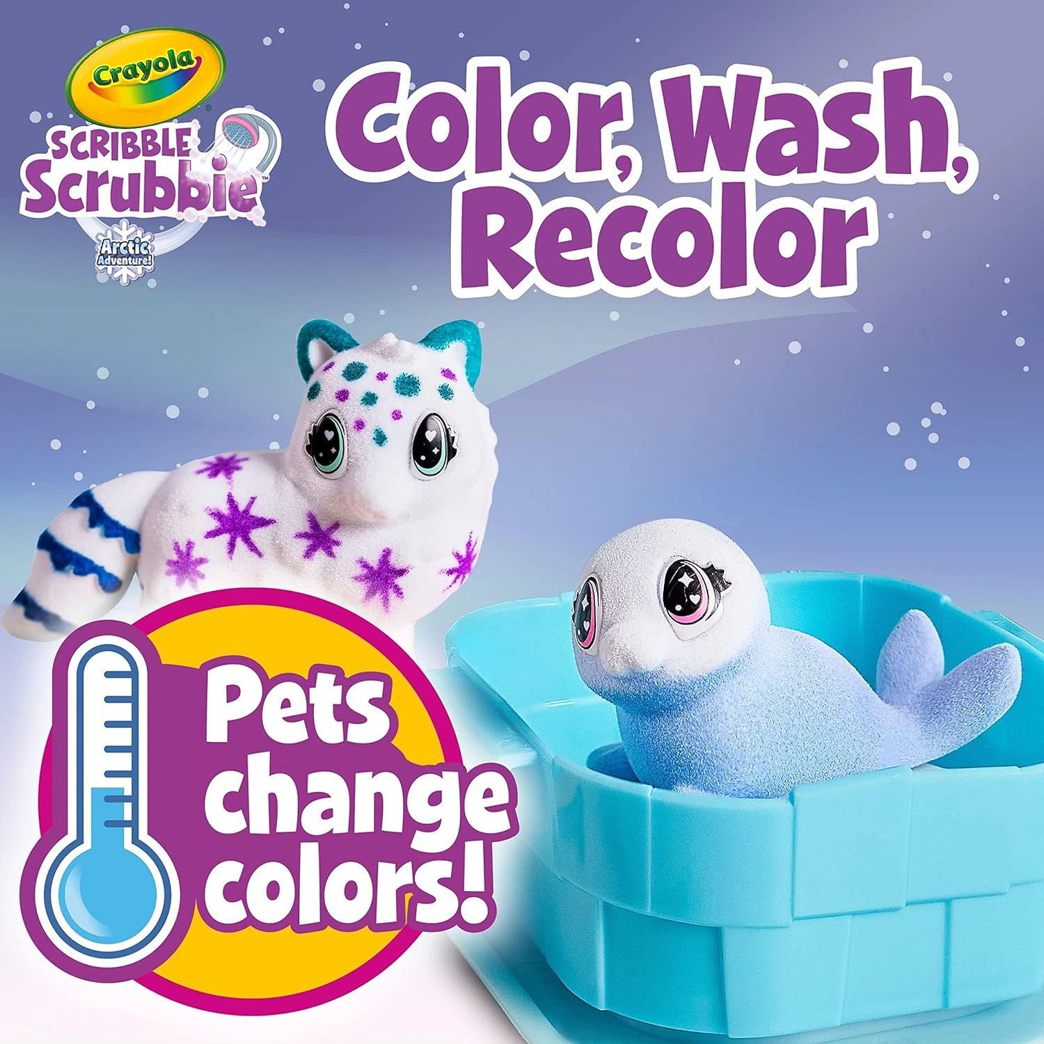 Crayola SCRIBBLE Scrubbie, Pets Arctic Igloo Playset & 3 Washable Markers