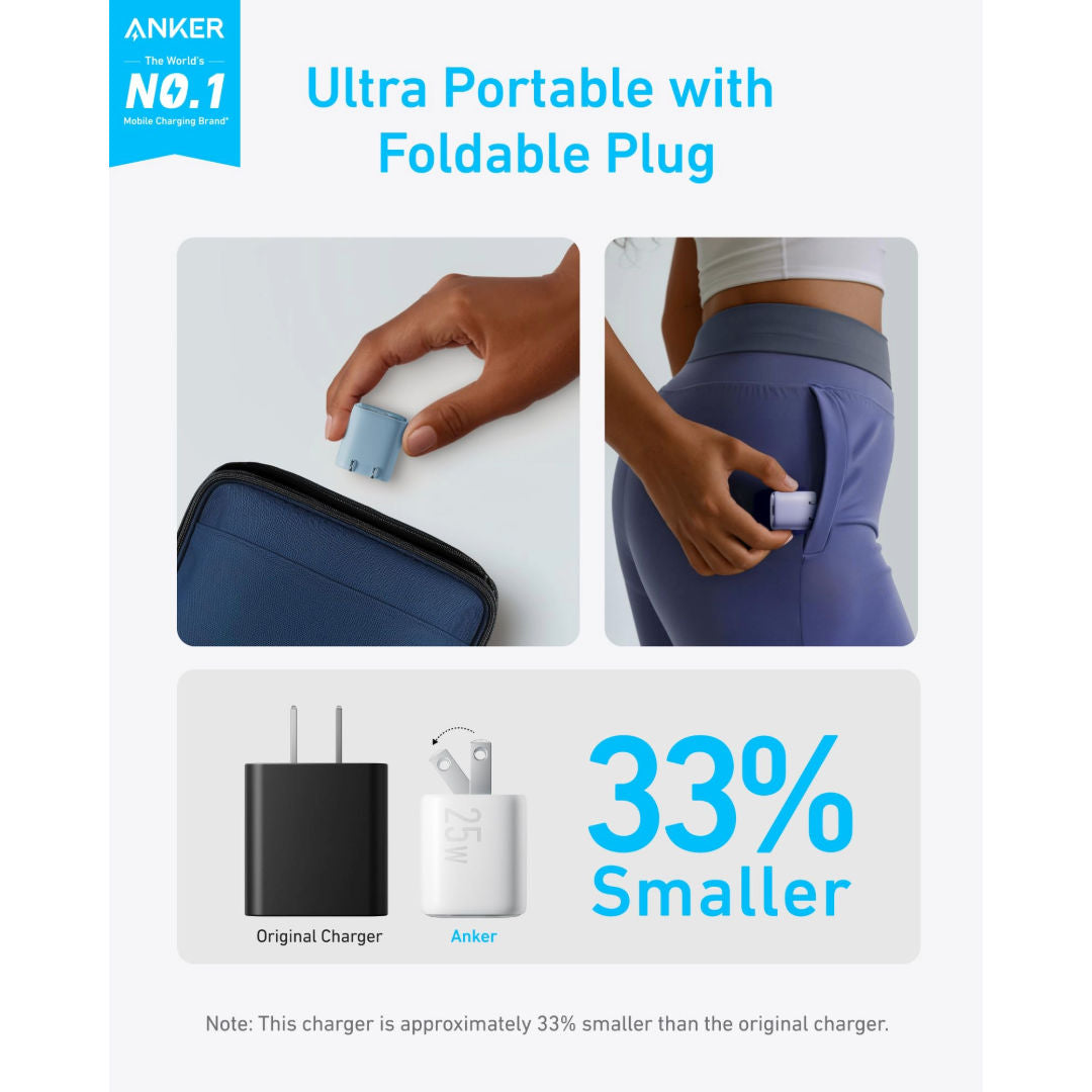 Anker 25W Fast Charging USB-C Wall Charger, Mini Power Adapter for Smartphones