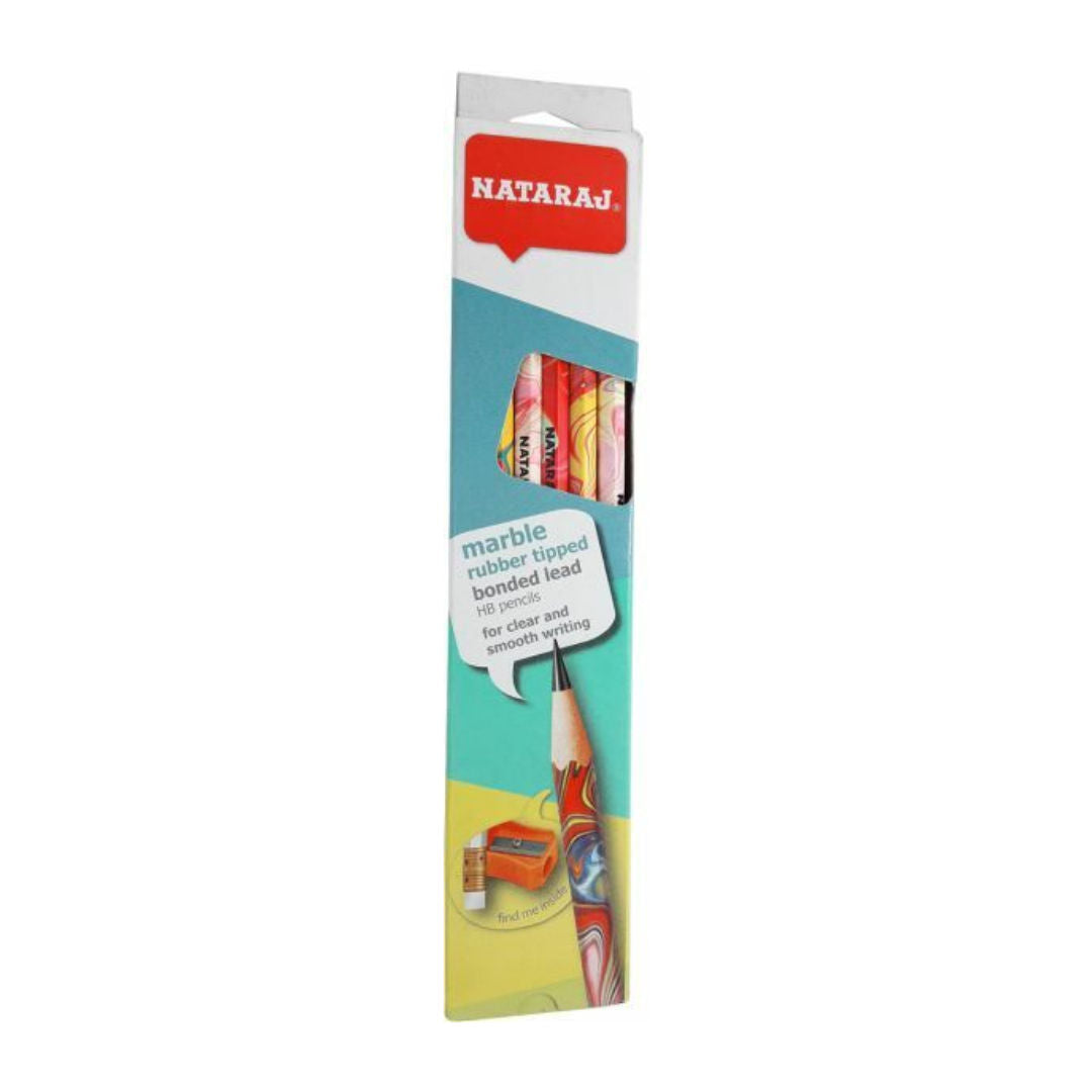 Nataraj Marble Print Pencils with Rubber Tip, 12 Piece Pack