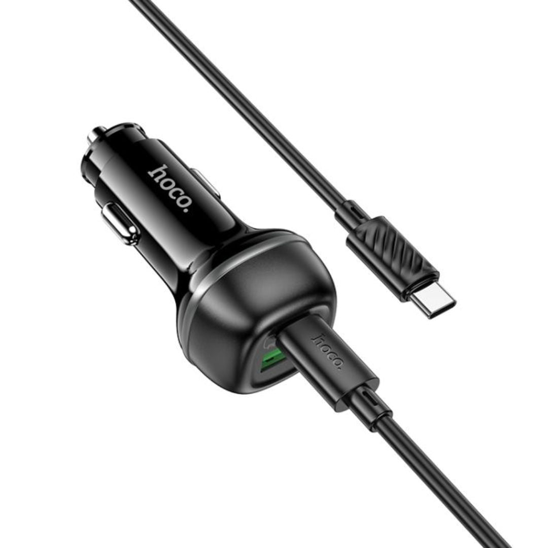 Hoco Z58A Rank Dual Port PD30W + QC3.0 Car Charger Set with Type-C to Type-C Cable