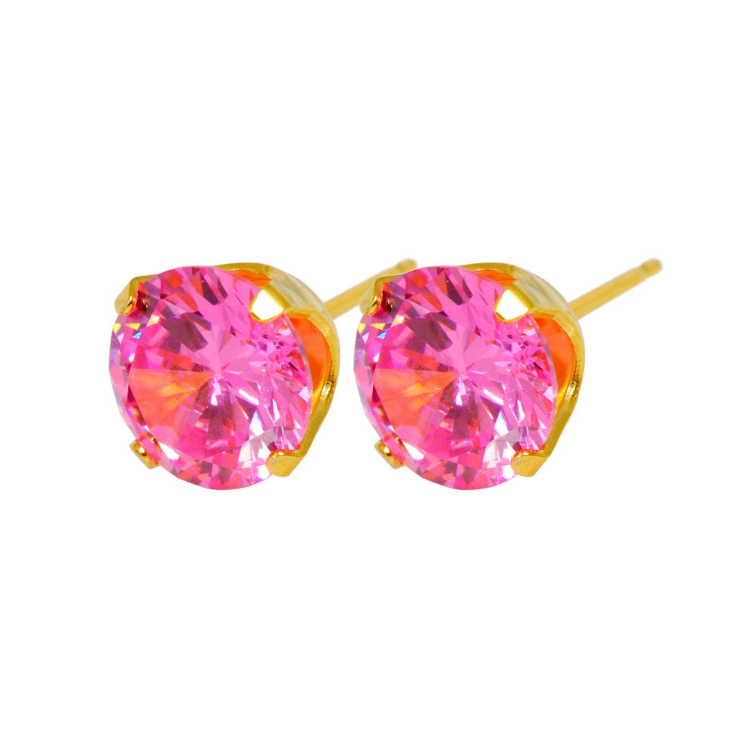 CAFLON ENGLAND Fashion Sense Gold Plated, Pink Cubic Zirconia Earring