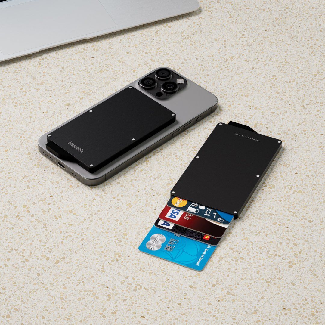 Blupebble 6-Card Magnetic Holder with RFID Protection, Black