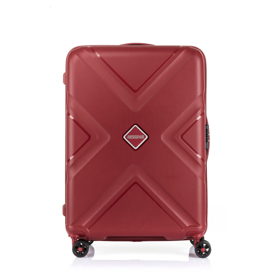 American Tourister Kross Spinner Hard Luggage Trolley Bag, Formula Red