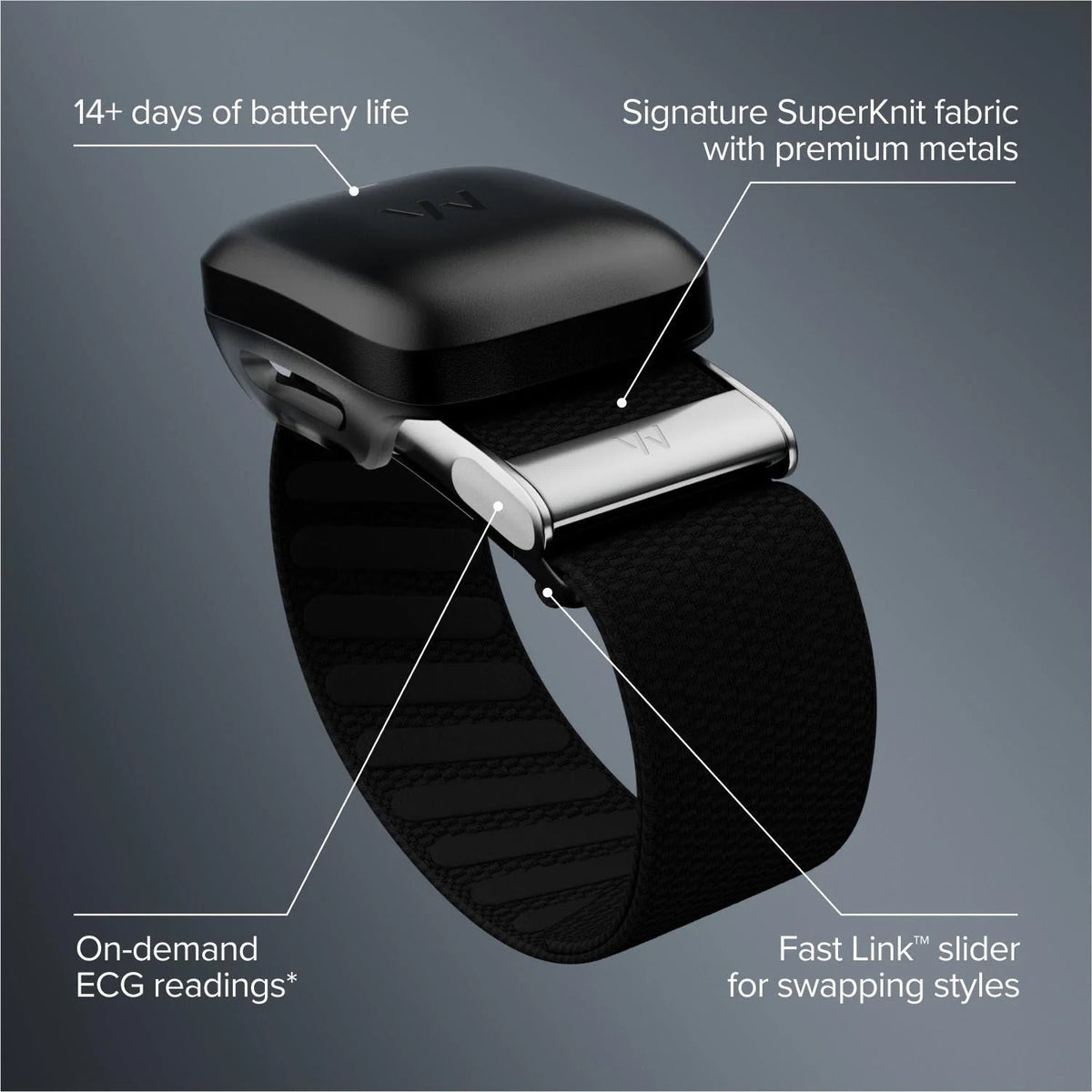 WHOOP MG Life Sensor with Activity Tracker, Obsidian Titanium
