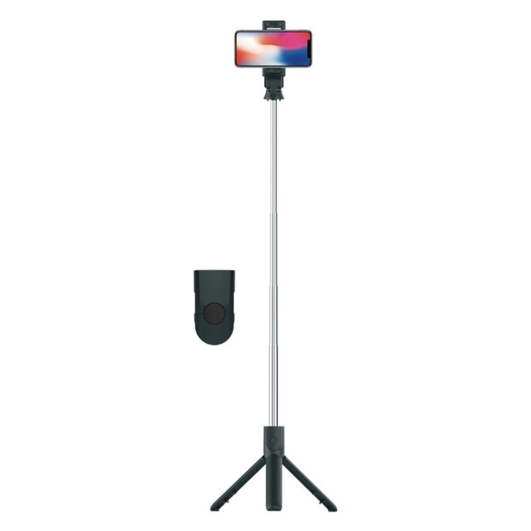 Porodo Bluetooth Selfie Stick with Tripod Stand & Remote Shutter 1m Extension, PD-UBTSV3-BK, Black