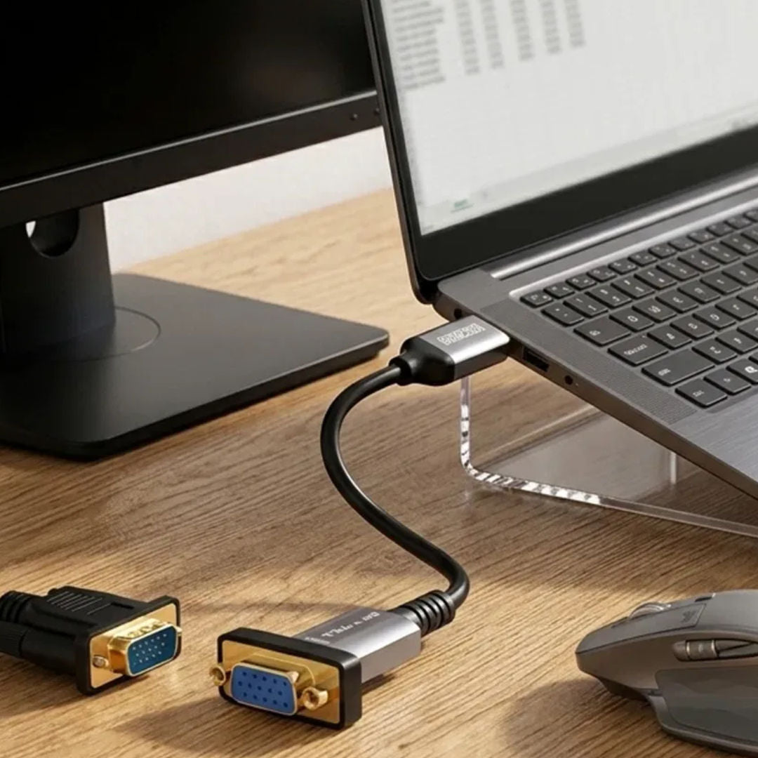 EPICARMA Full HD DisplayPort To VGA Adapter For Monitor And Projector Connection, Gray