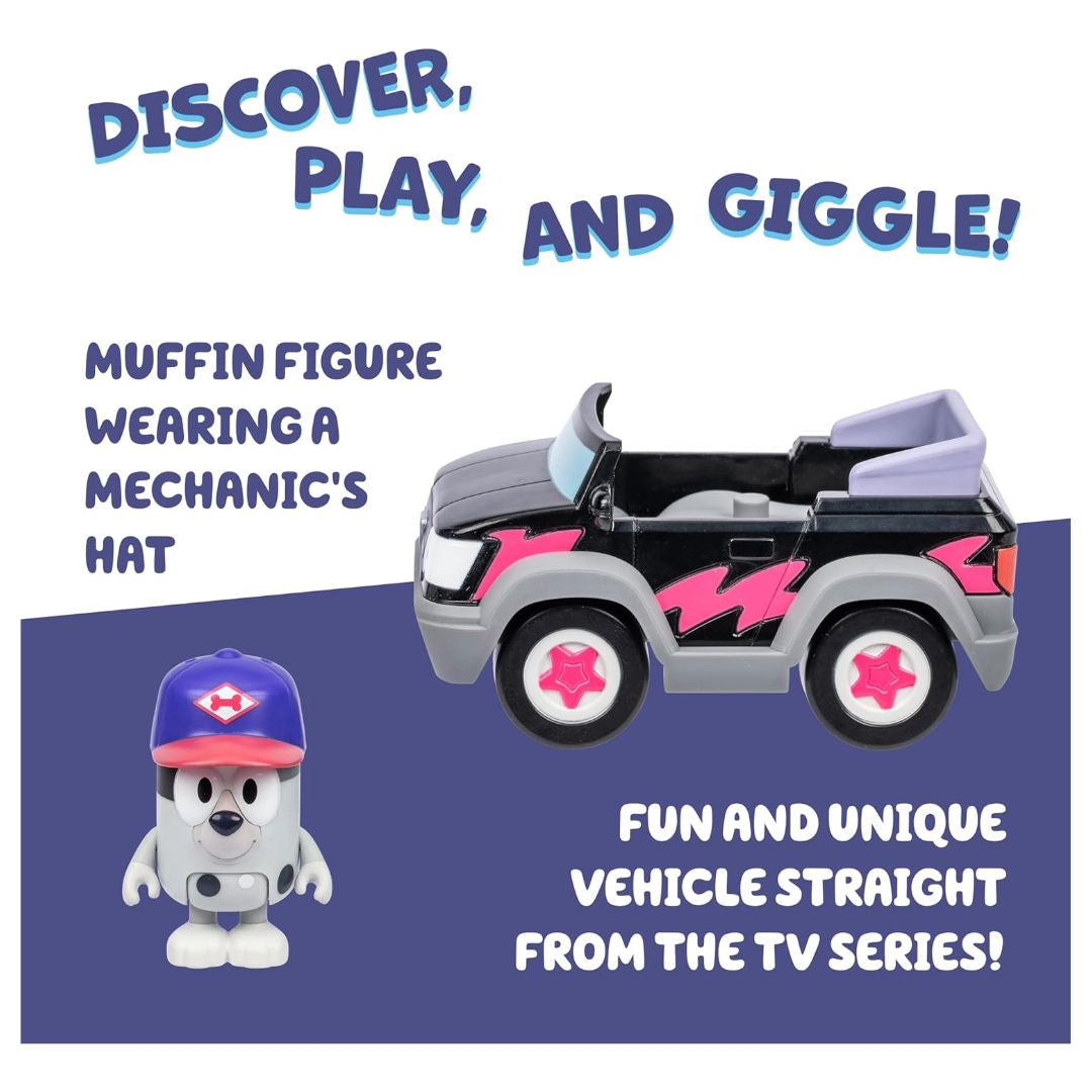 Bluey Pizza Girls Vehicle with Muffin Figure (6cm), 3+ years