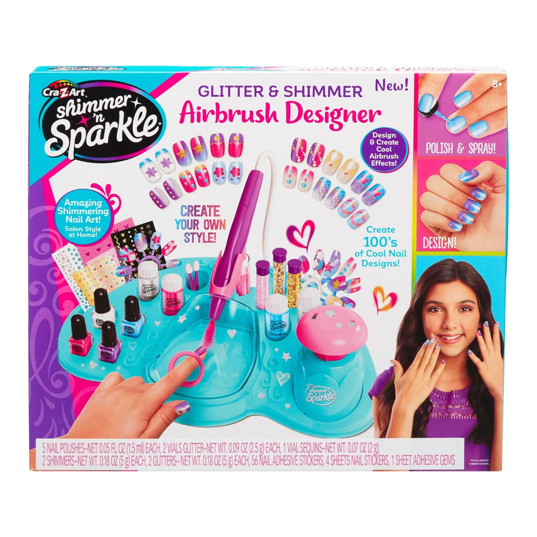 Cra-Z-Art Sparkle Glitter & Shimmer Airbrush Designer Nail Art Set, Children Ages 8+