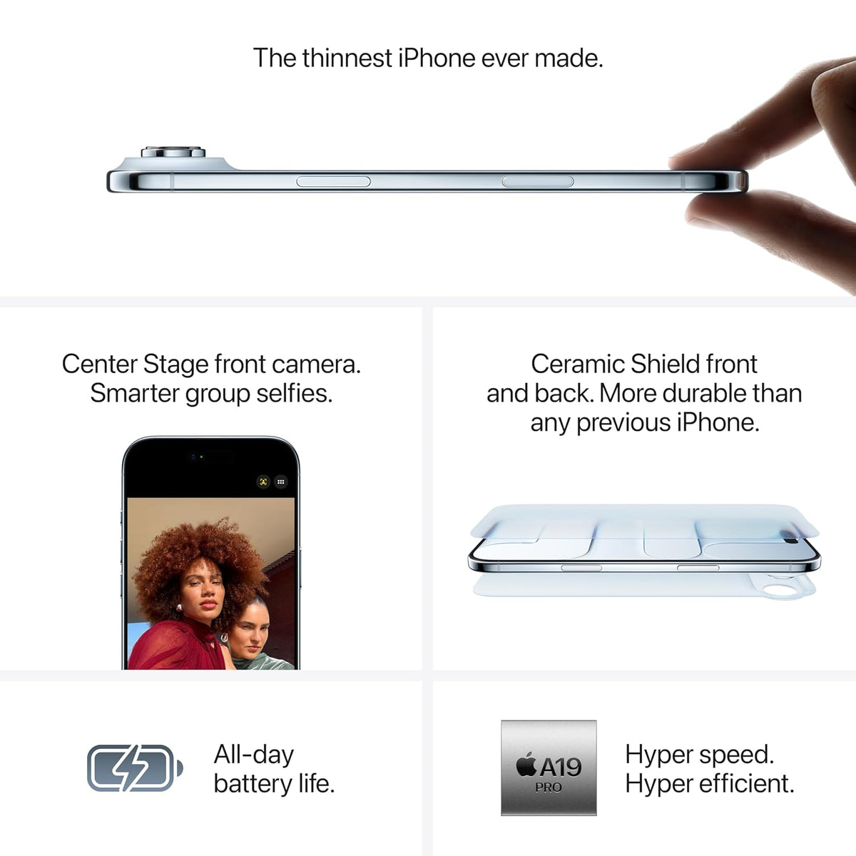 Apple iPhone 17 Air, 6.5" Super Retina XDR 120Hz, A19 Pro Chip, 48MP Fusion Camera, 5G, Blue