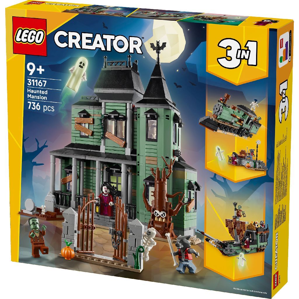 LEGO Creator 3in1 Haunted Mansion 31167 Toy Building Set, For Age 9+ Years