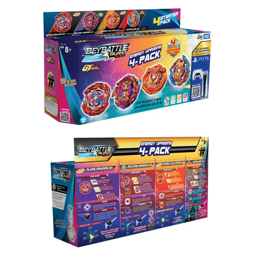 Beyblade Beybattle Burst Rise Energy Uprising Series 5C 4 Pack, 8+ years