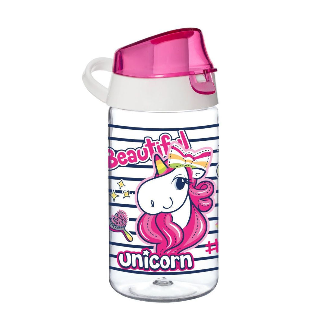 Herevin 520ml, Kids Decorated Water Bottle With Flip-Top Lid & Carry Handle