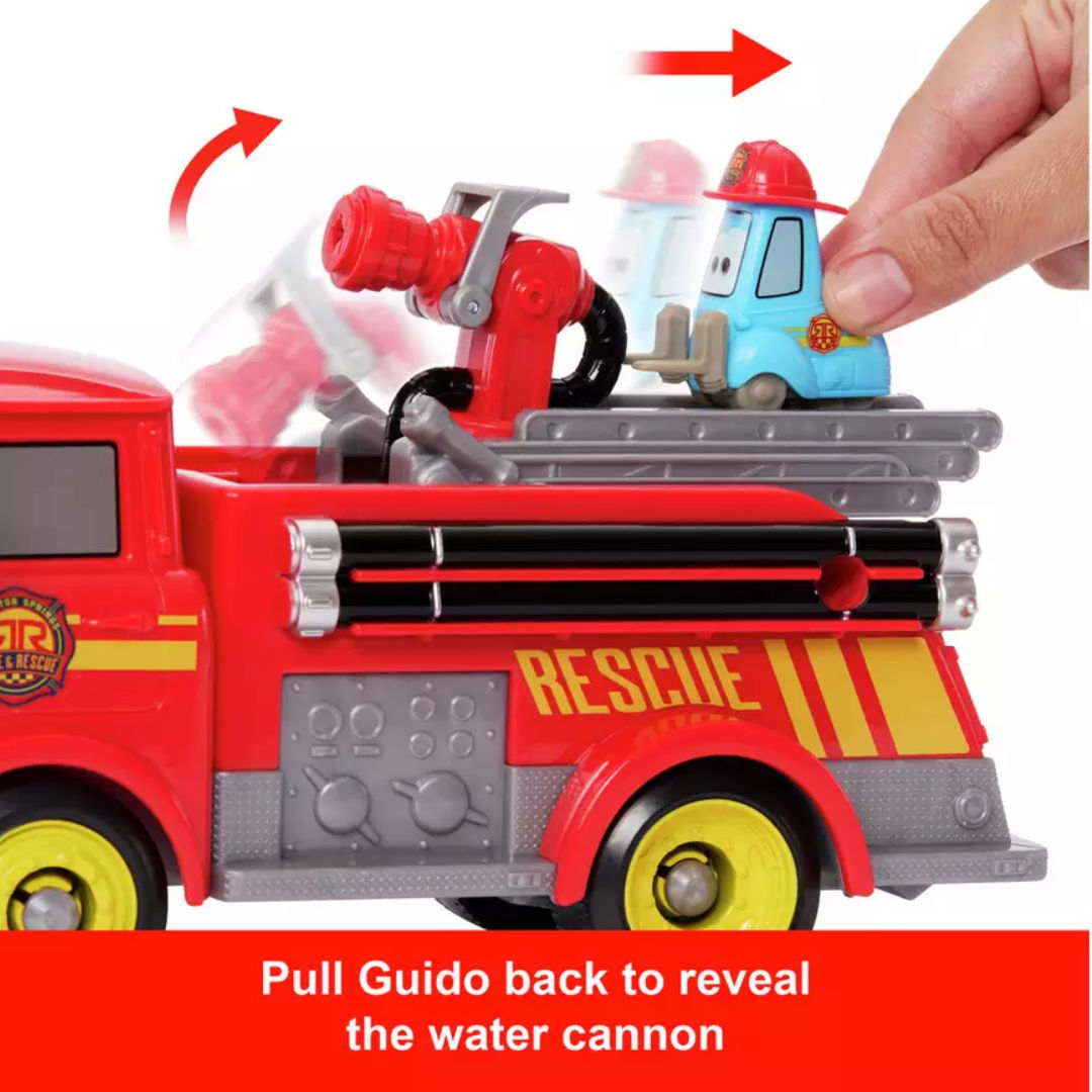 Disney Pixar Cars Radiator Springs Race & Rescue Fire Fighting Red & Guido Playset, 24.13x16cm, For Age 3+ Years