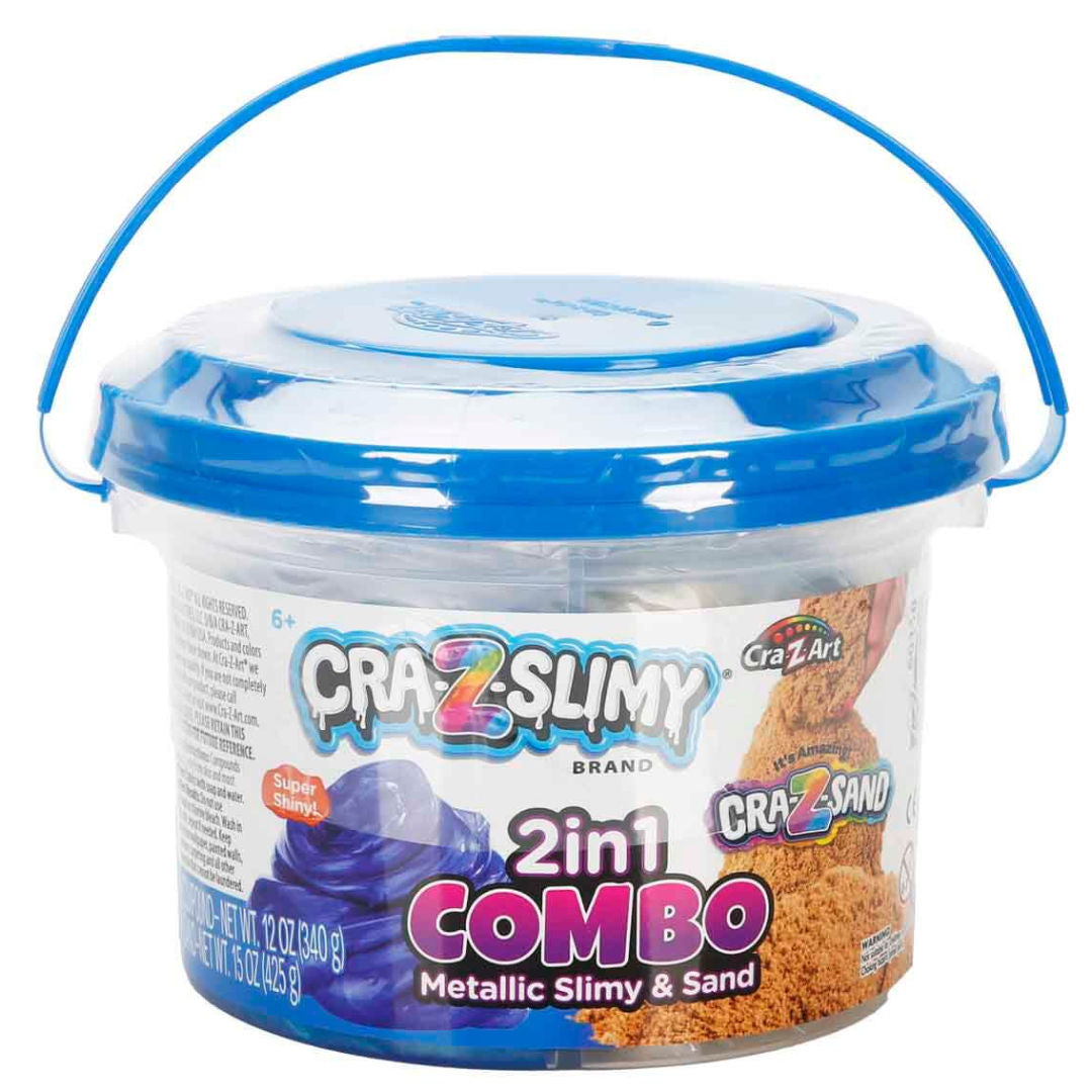 Cra-Z-Slimy 2-in-1 Metallic Slime & Sand Combo Bucket, For Age 6+ Years