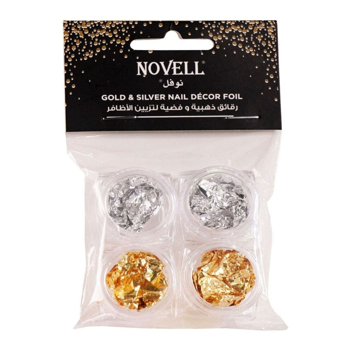 Novell Nail Art Gold And Silver Foil Set, 4-Pieces, LT01, Pk 4