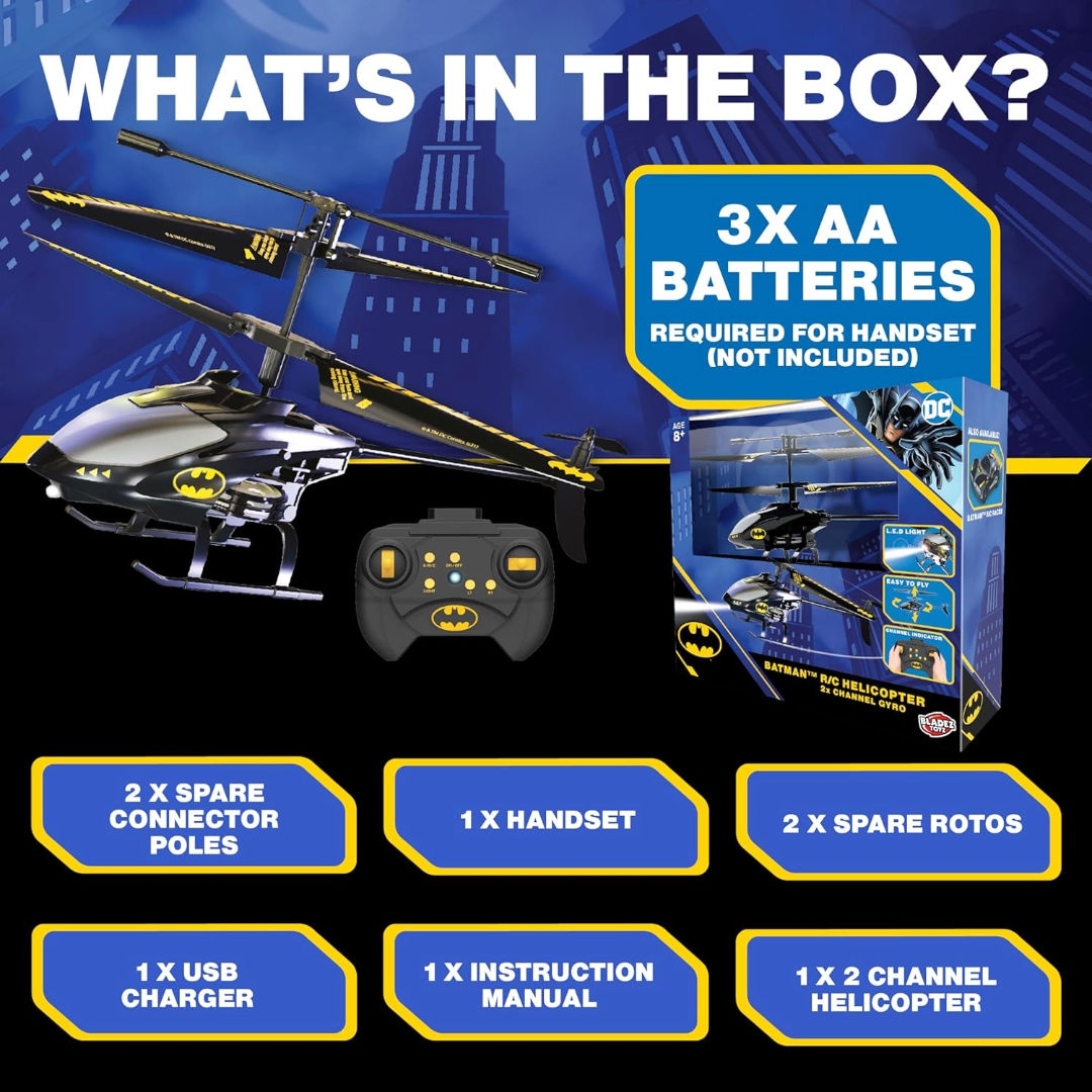 Bladez Toyz DC Batman Batman 2 Channel Gyro RC Helicopter Black, 8+ years