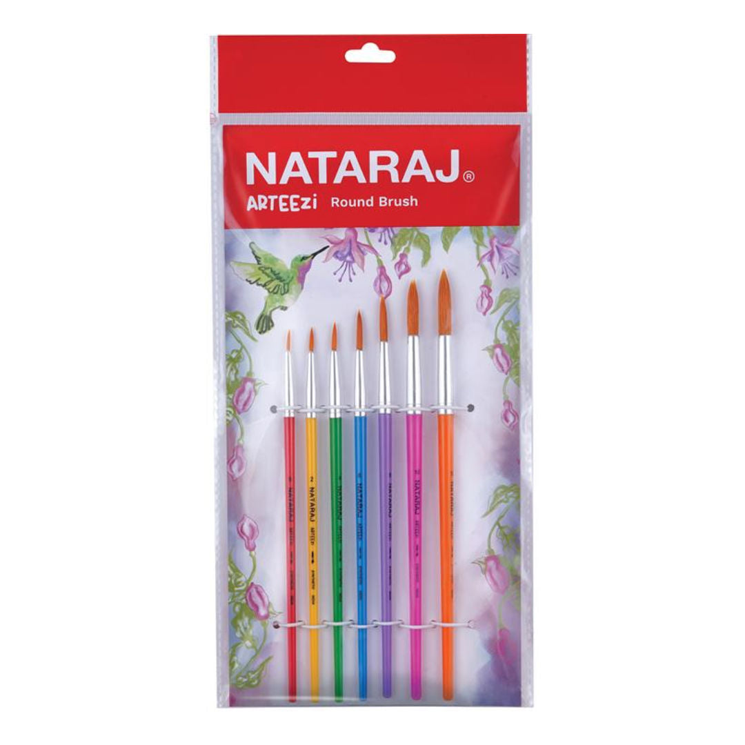 Nataraj Round Paint Brush Set, 7 Piece, Assorted Sizes
