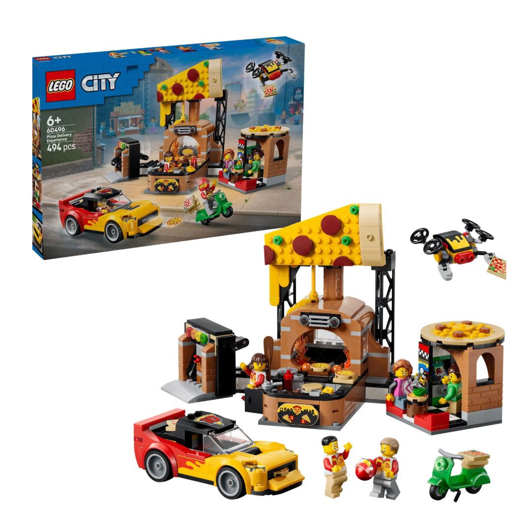 LEGO City Pizza Delivery Experience with Vehicles Toy Set, For Age 6+ Years