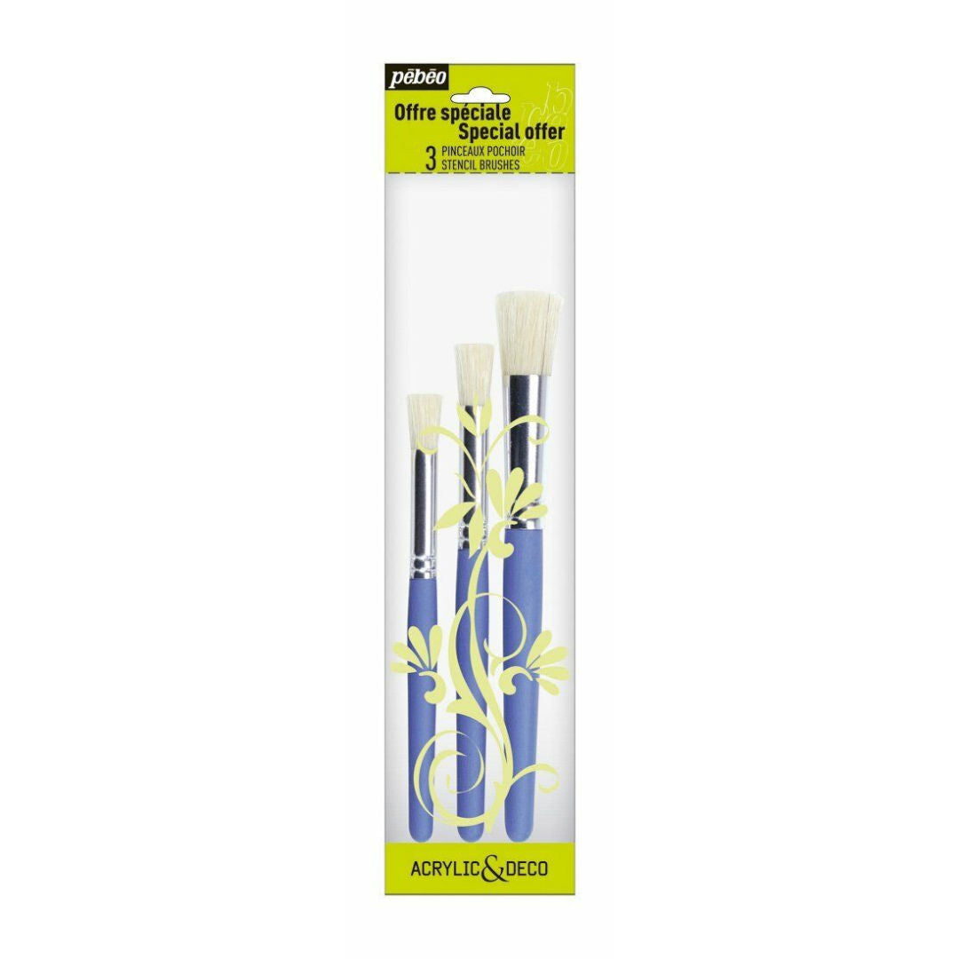 Pebeo 3 Pcs Acrylic & Deco Brush Set