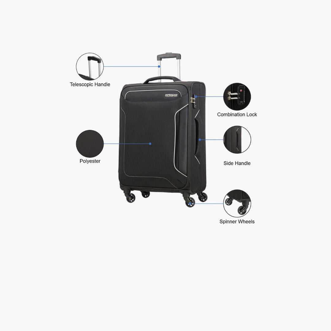 American Tourister Holiday Soft Spinner With TSA Lock, Black