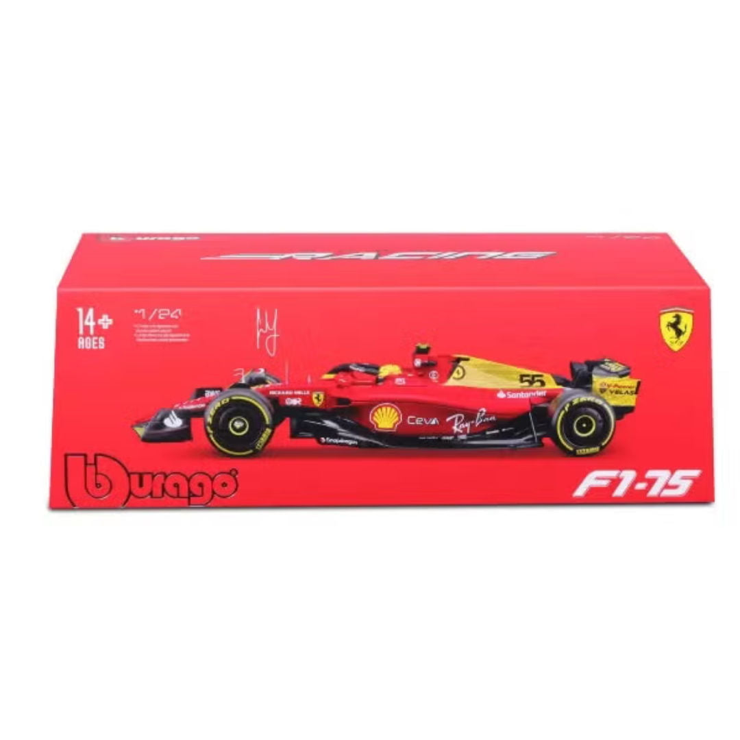 Bburago Ferrari Racing, F1 #75 Carlos Sainz, Die-Cast Car, 1:24, Red
