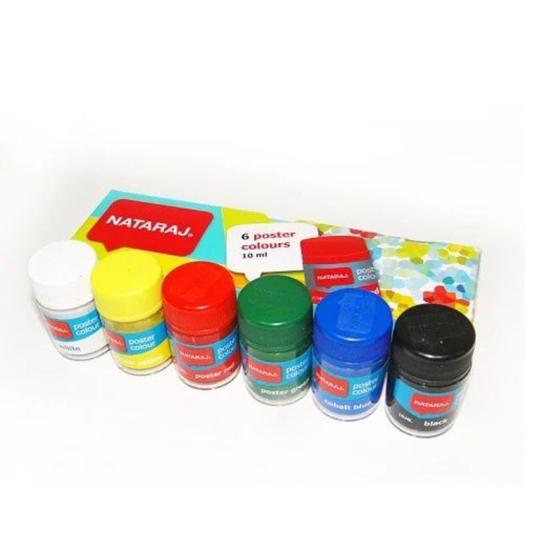 Nataraj 6PCS Poster Colors Set, Assorted Shades, 10 ml Each