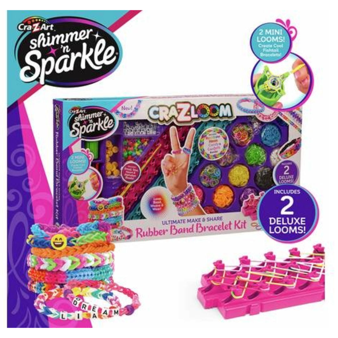 Cra-Z-Loom Shimmer N' Sparkle Rubber Band Bracelet DIY Kit, 8+ Years