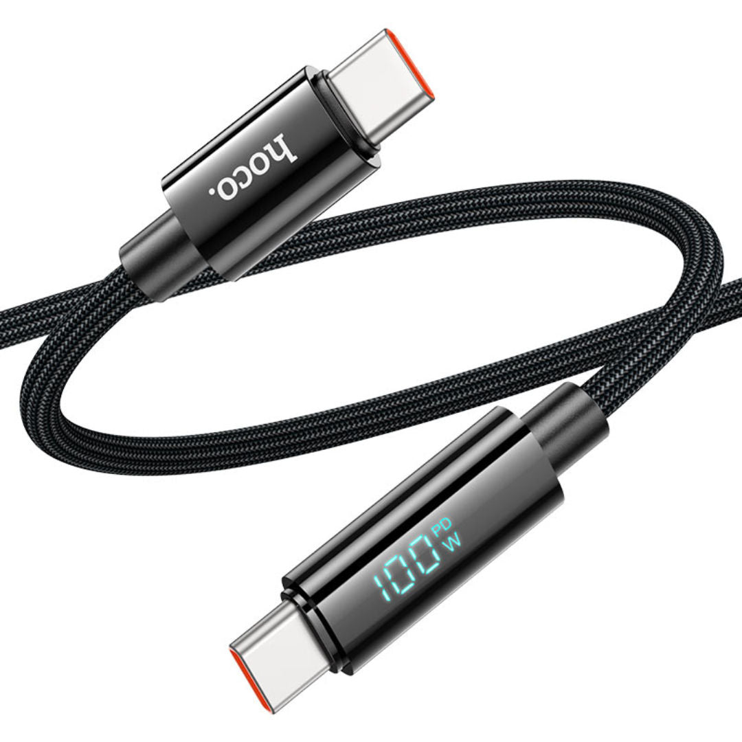 Hoco U125 Benefit 100W Charging Data Cable with Display Type-C to Type-C, 1.2m