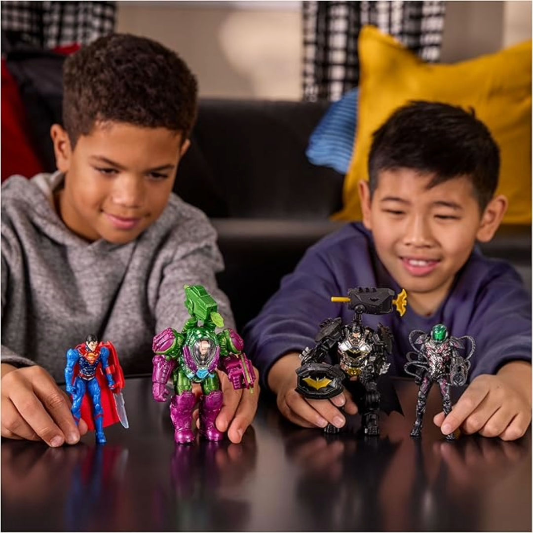 DC Metal Force Team Up Brainiac and Lex Luthor vs Batman and Superman Action Figures Set, 10.16cm, For Age 4+ Years