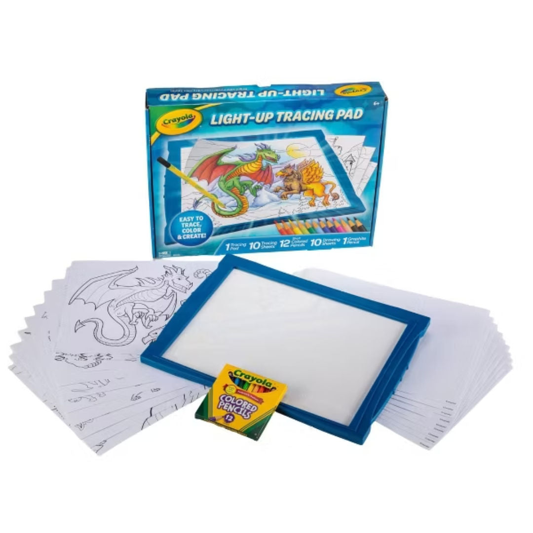 Crayola LIGHT-UP TRACING PAD, Blue, Includes 34 Pieces